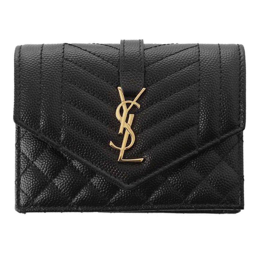 Saint Laurent Monogram Flap Card Wallet Black 651027 BOWT1