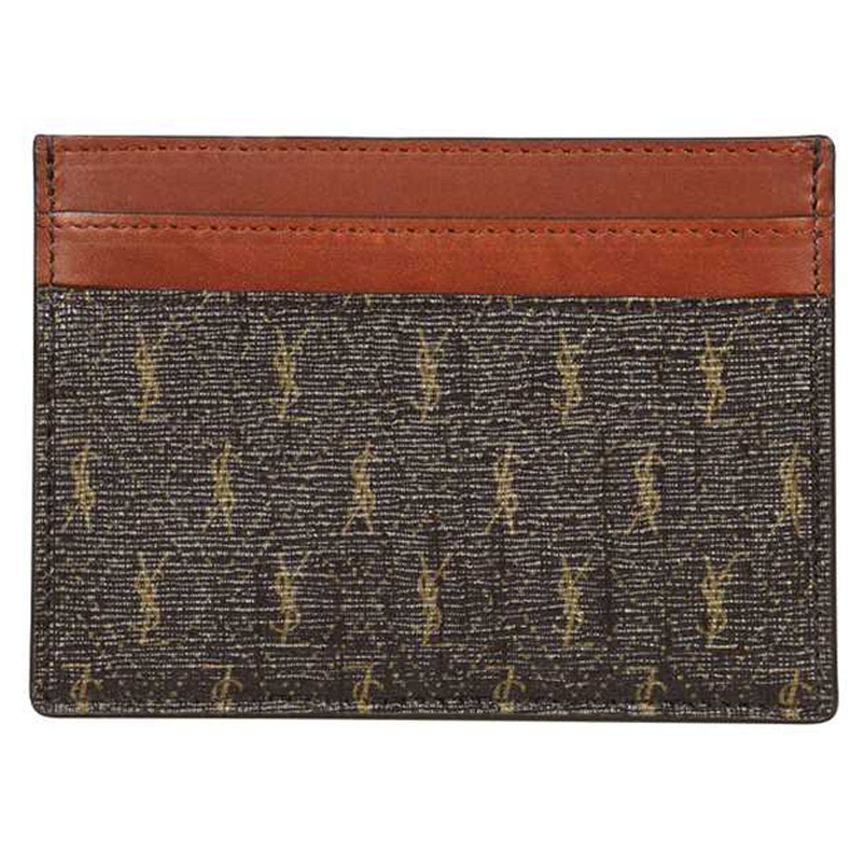 Saint Laurent Monogram Canvas Card Wallet Brown 647148 2UY2W 2166