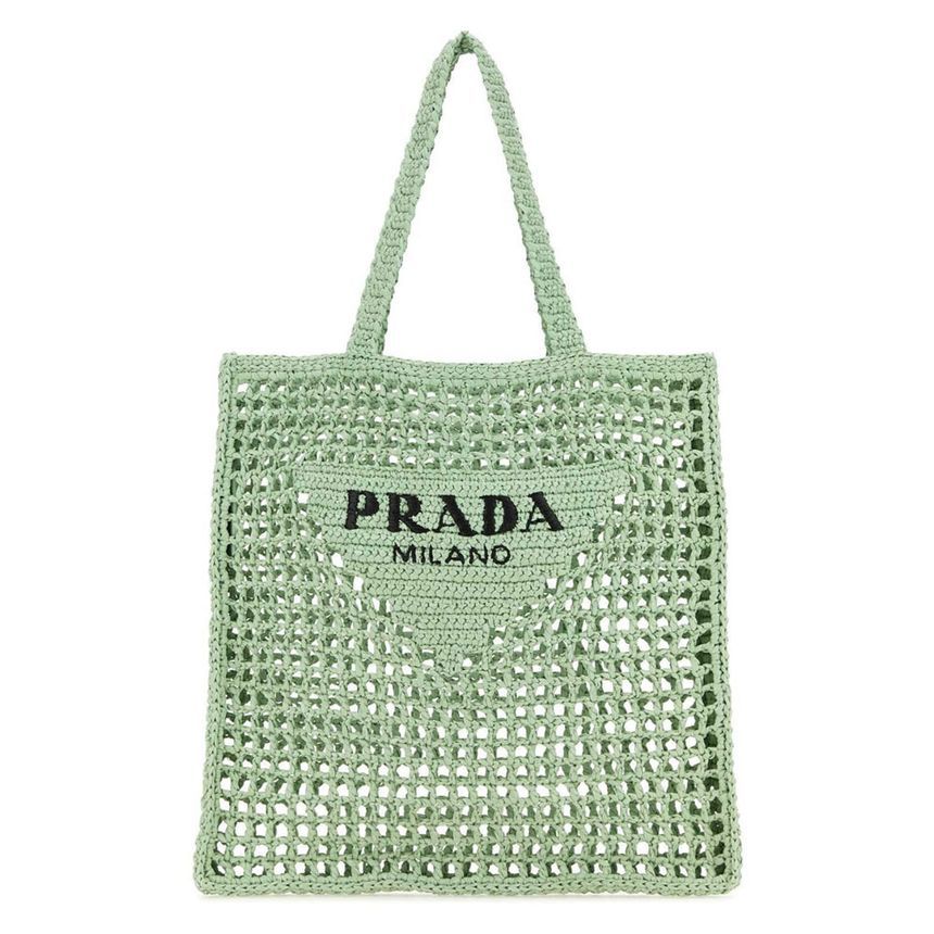Prada Crochet Tote Bag Mint Green 1BG393 2C2T F0934