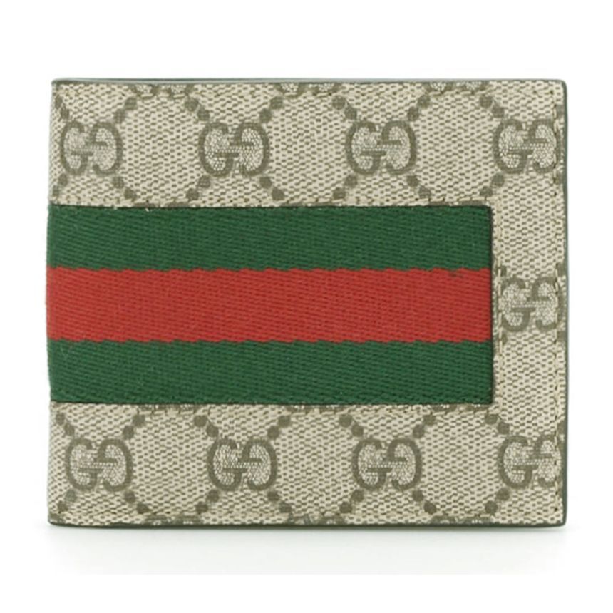 Gucci Supreme Web Bifold Wallet Beige 408827 KHN4N 9791