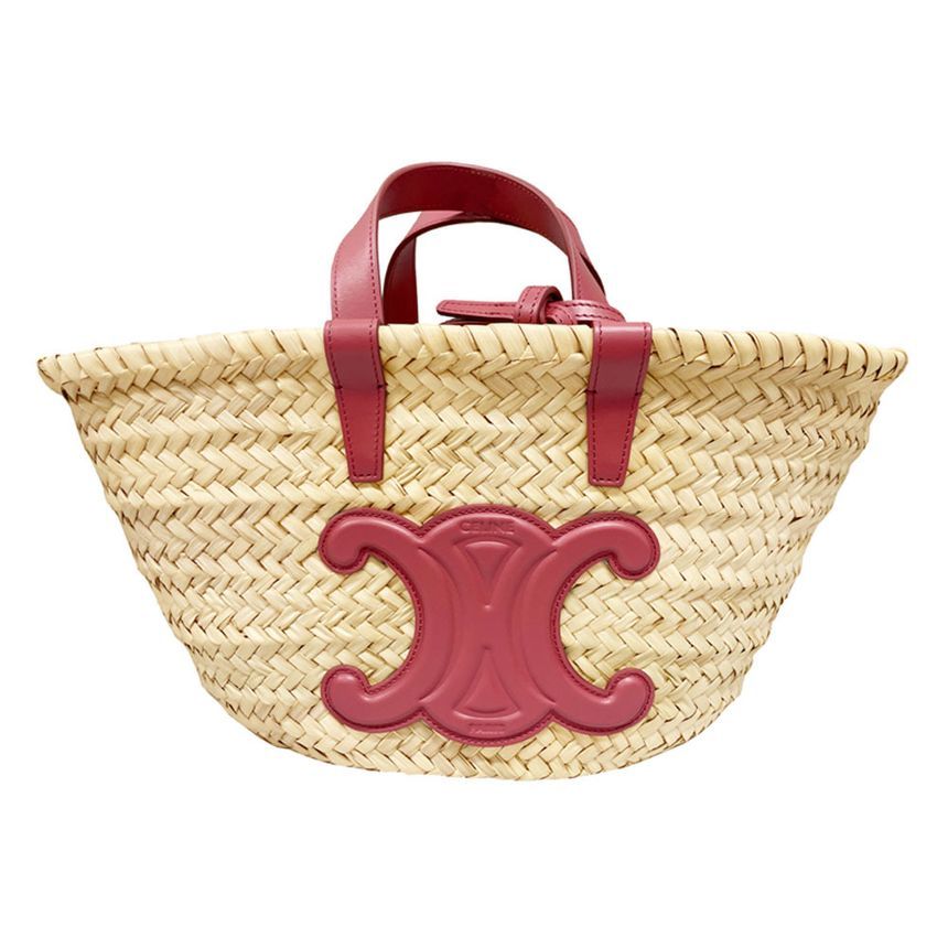 Celine Tin Raffia Tote Shoulder Bag Lipstick 194002 CGG 27LK