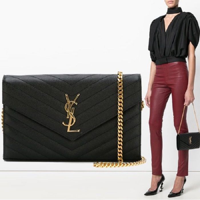 Saint Laurent Monogram Chain Clutch Bag 377828 BOW01 1000