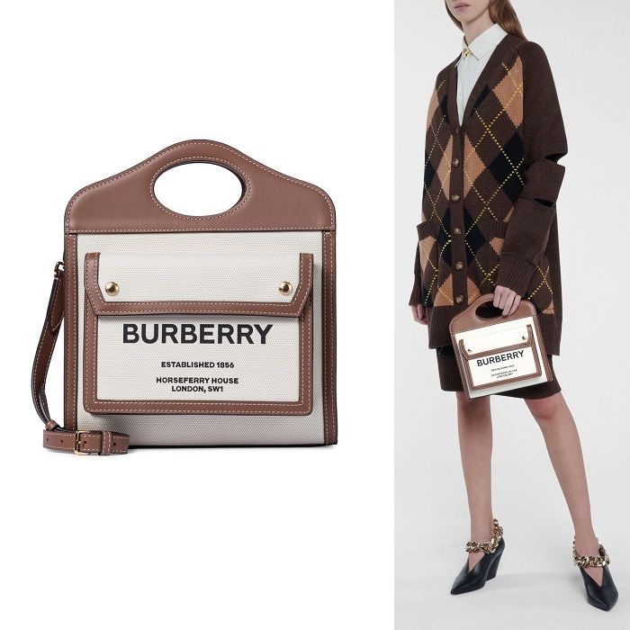 Burberry Mini Leather Trim Canvas Tote Bag 8039361