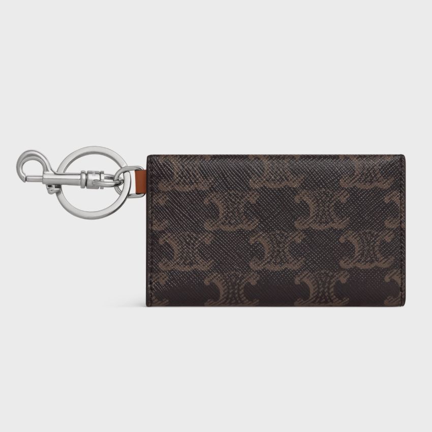 Celine Keyring Pocket Card Wallet Triumph Calfskin Tan SKU 4789