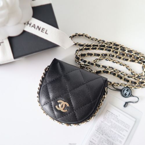 CHANEL Classic Chain Necklace Coin Card Wallet AP2098