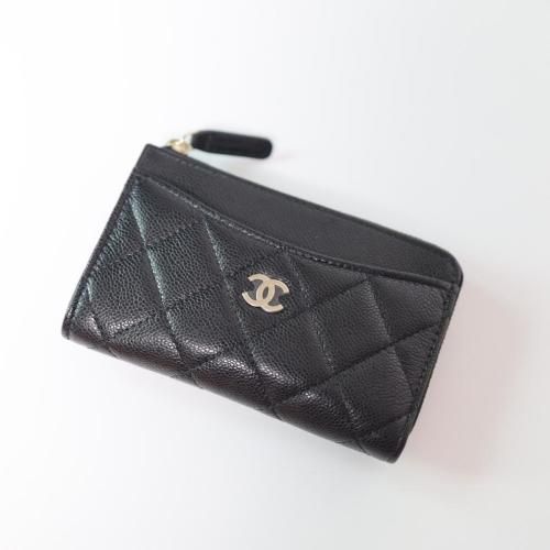 CHANEL Classic Zipper Card Wallet Black Caviar AP3179