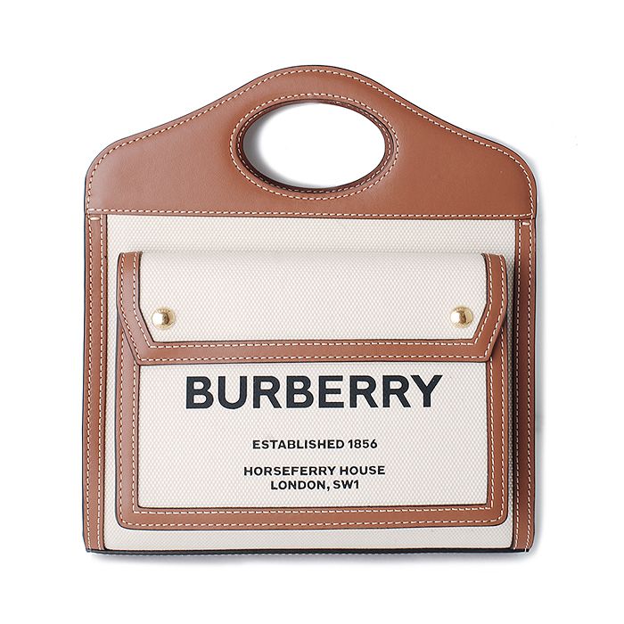 Burberry Mini Tote Pocket Bag Natural Brown 8039361