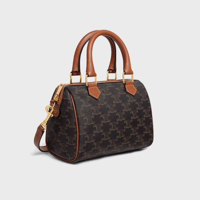 Celine Small Boston Bag Triumph Canvas Cuffs 113772CAS 04LU