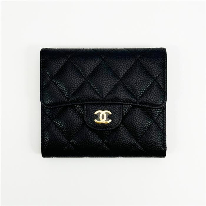 CHANEL Classic Caviar Wallet Black with Gold Accent AP0231 Y01864 C3906