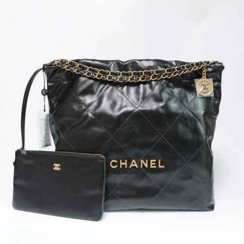 CHANEL Black Gold Shoulder Bag Jennibag AS3261