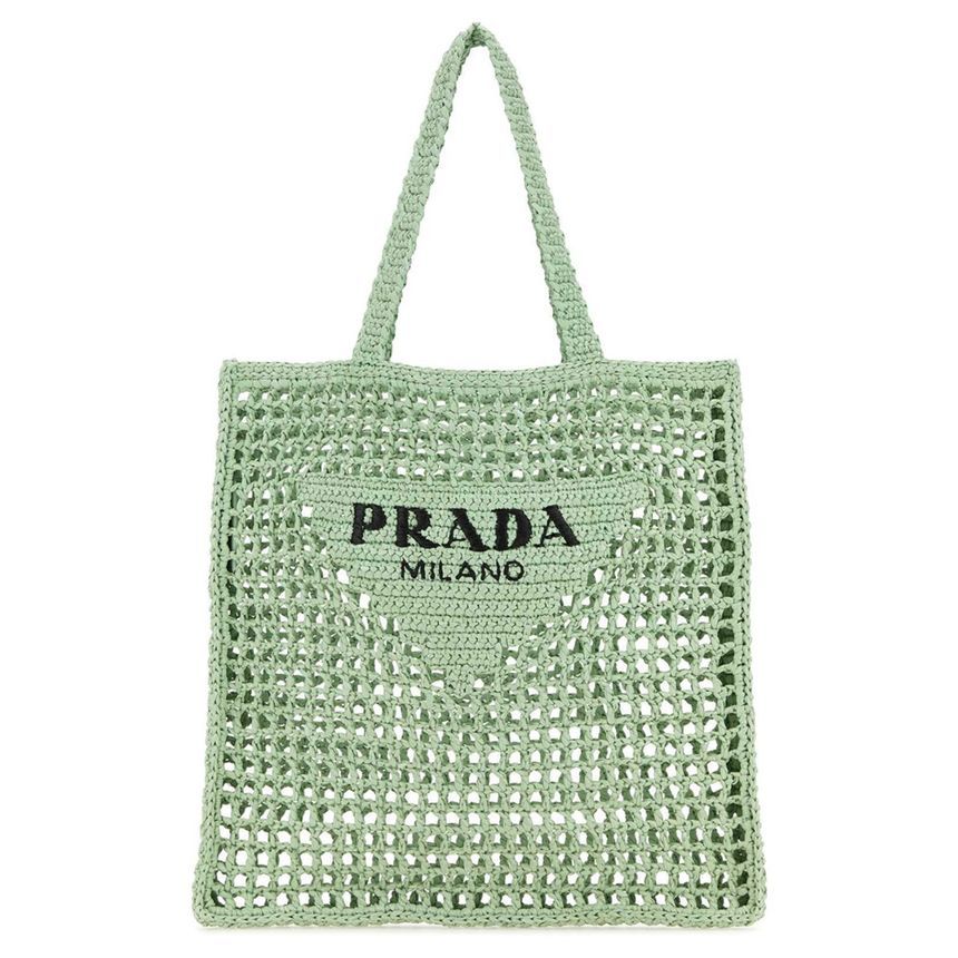 Prada Crocheted Tote Bag Mint Green 1BG393 2C2T F0934