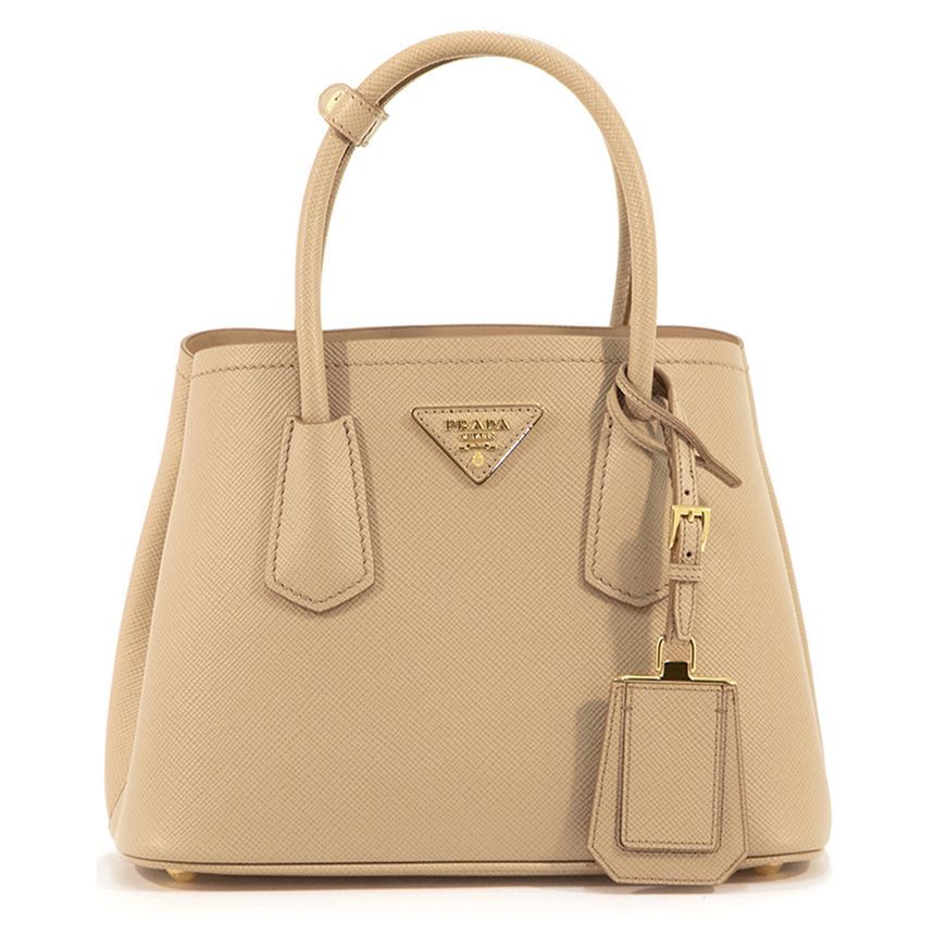 Prada Double Layer Tote Shoulder Bag Beige 1BG443 2A4A F0036