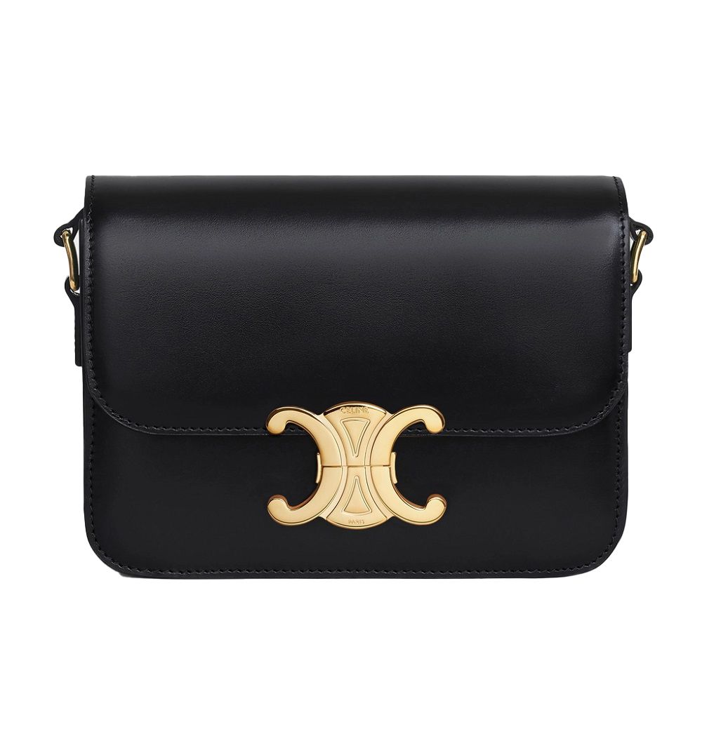 Celine 25SS Shiny Calfskin Trifold Bag Black 188423BF4 38NO