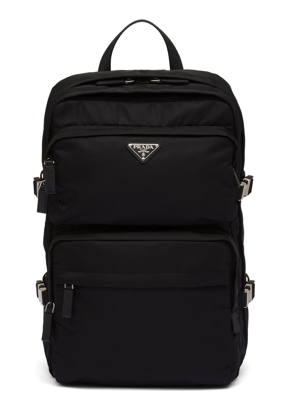 Prada Nylon and Saffiano Leather Backpack Black 25SS 2VZ101 2DMG F0002