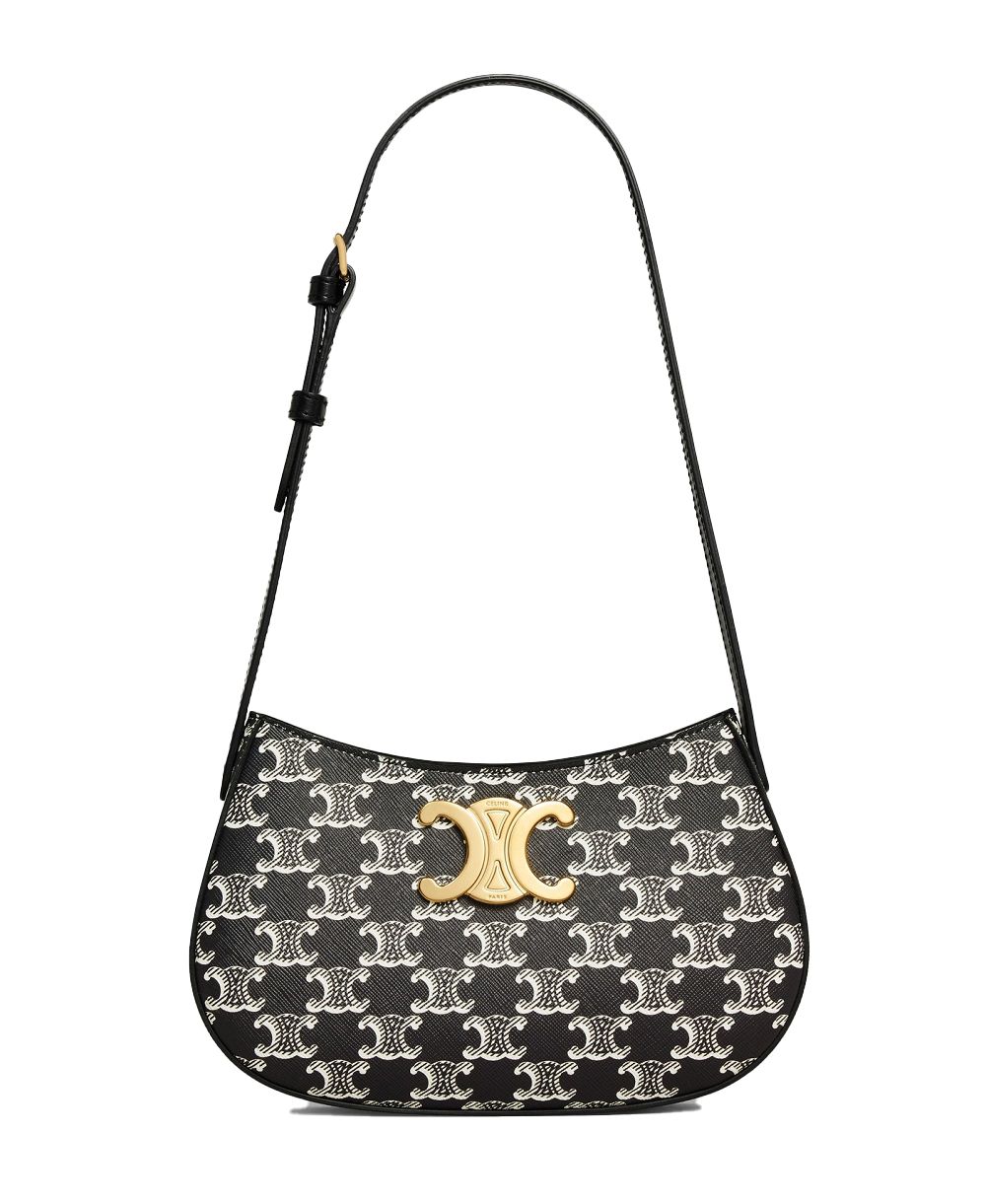 Celine Two-tone Triumph Canvas Medium Theli Bag Black 115702FQN 38NO