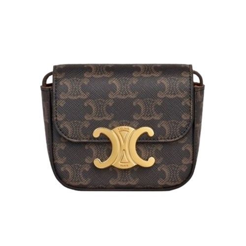 Celine Mini Canvas Calfskin Crossbody Bag - Tan SKU