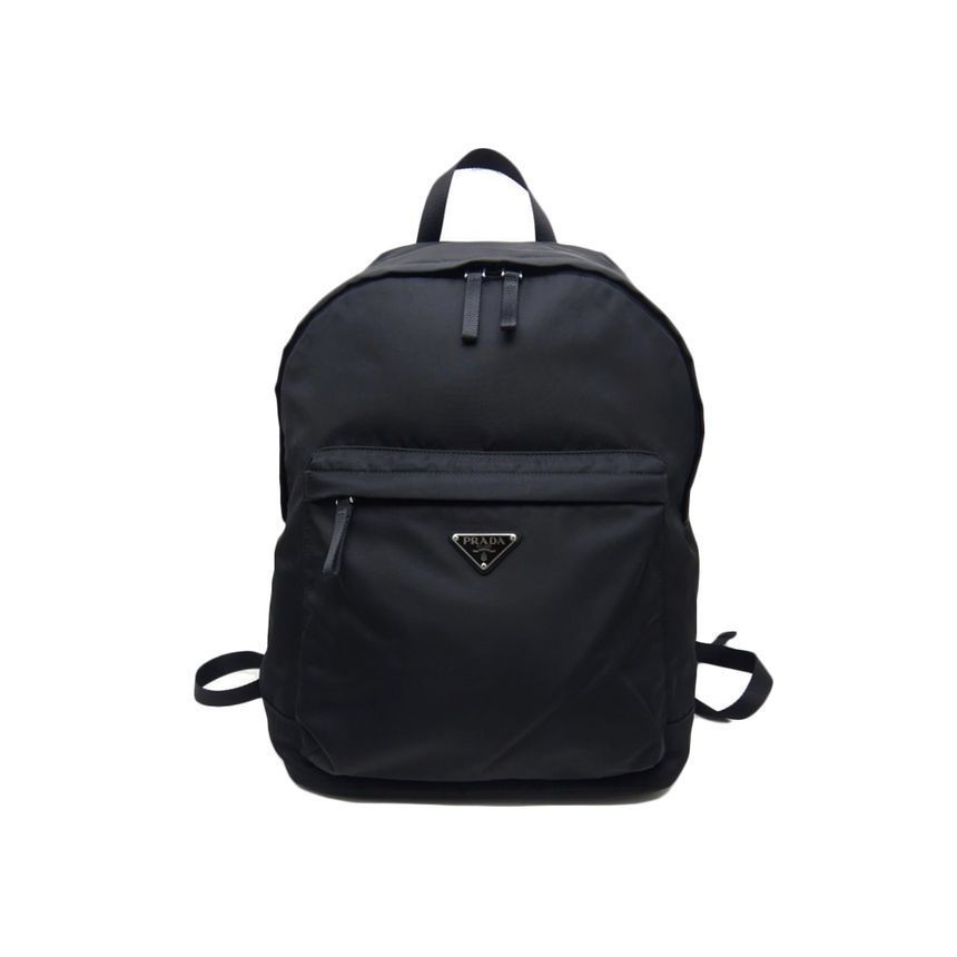 Prada Black Nylon Backpack with Triangular Logo 2VZ034 2A6D F0002