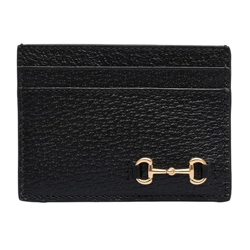 Gucci Card Wallet with Gold Buckle Black 700469 DJ20G 1000