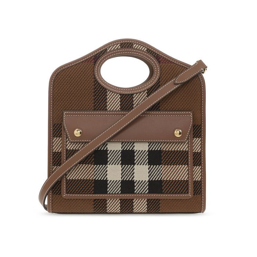 Burberry Check Mini Pocket Bag Dark Birch Brown 8049138