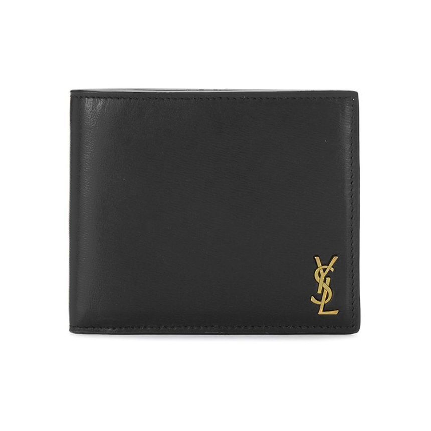 Saint Laurent Gold Logo Wallet Black 607727 02G0W