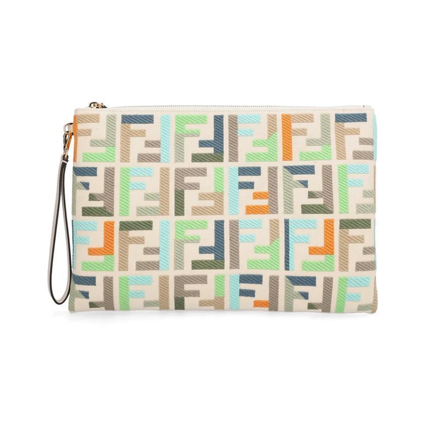Fendi Flat Large Clutch Bag with FF Logo 8N0178 AJB8 F1LA3