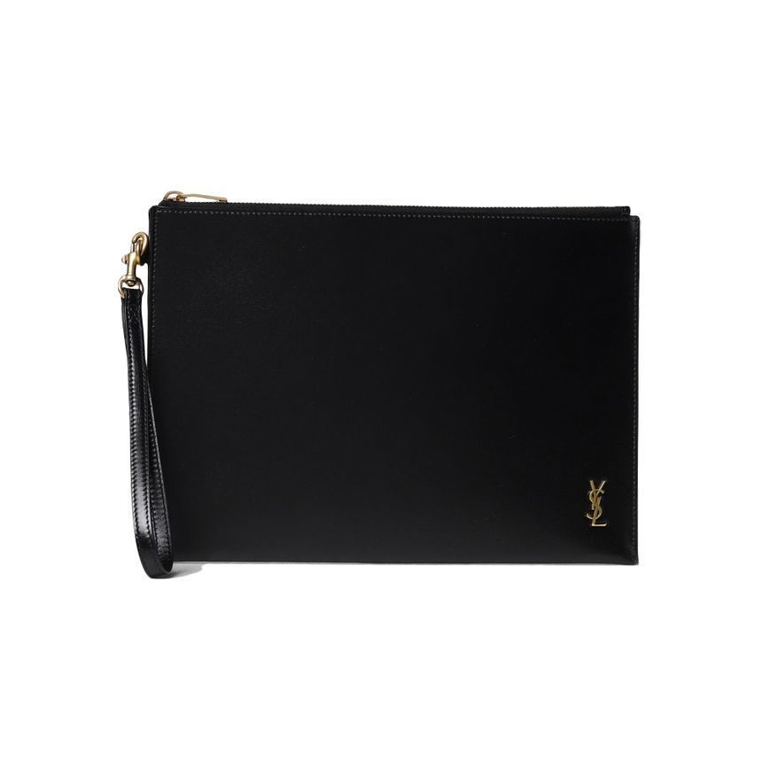Saint Laurent Gold Logo Strap Clutch Bag 683827 02G0W 1000