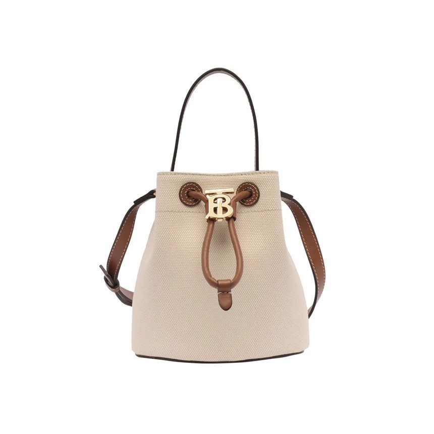 Burberry Canvas Mini Bucket Bag Natural Brown 8070576