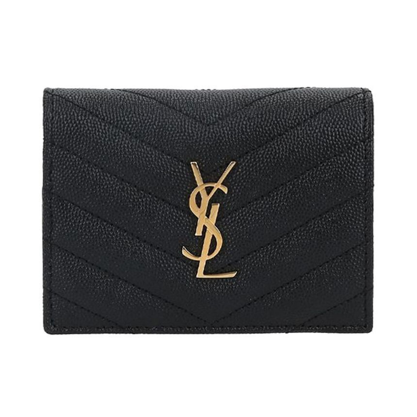 Saint Laurent Black Flap Coin Wallet 668290 BOWA1 1000