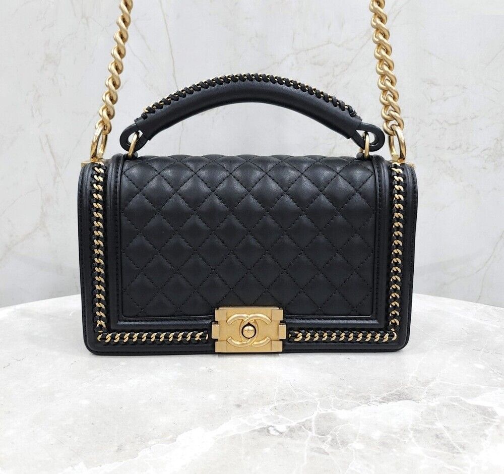 CHANEL Top Handle Boy Bag Medium Gold Chain Shoulder Bag No. 26 A94804