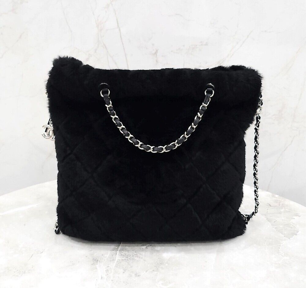 CHANEL Black Shearing Chain Backpack New Interior Chip AS4278