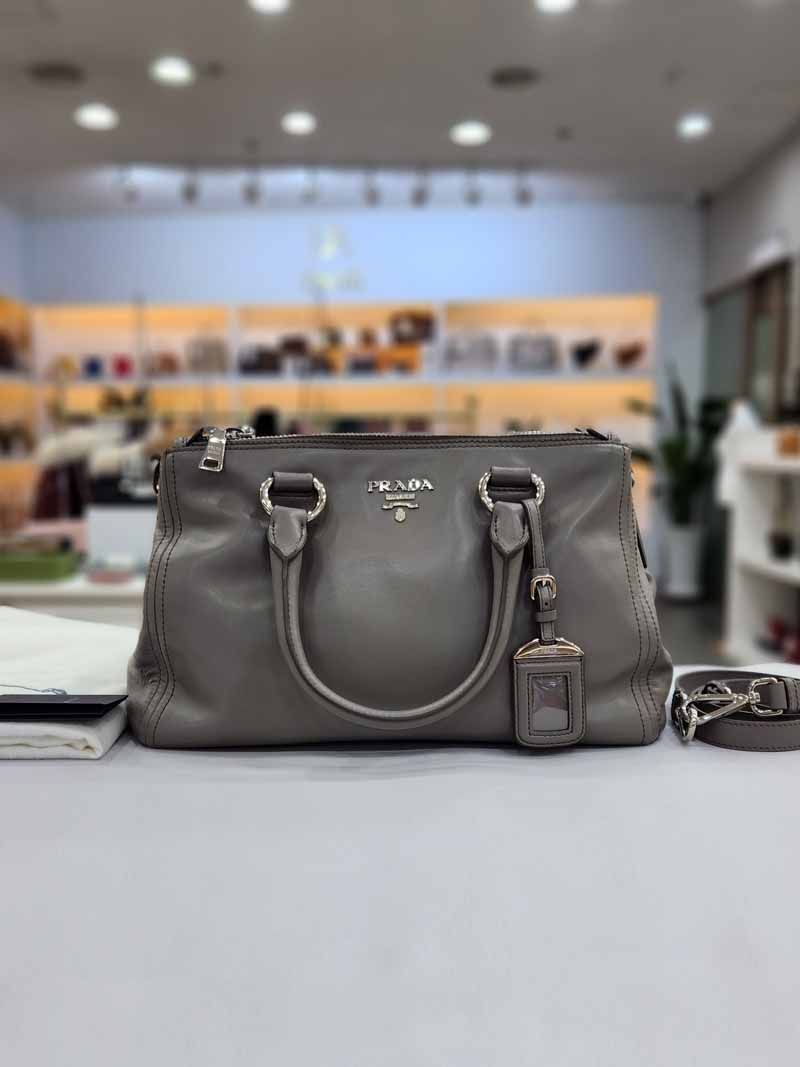 Prada Soft Calf Tote Bag Gray BN2866