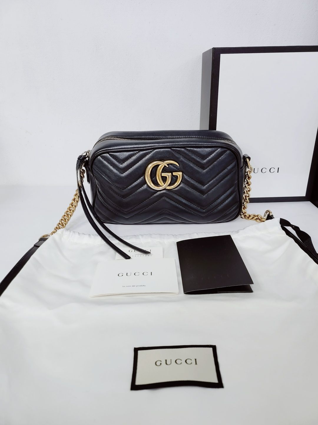 Gucci Black Matelass Crossbody Bag Small GG Monogram - SKU123456