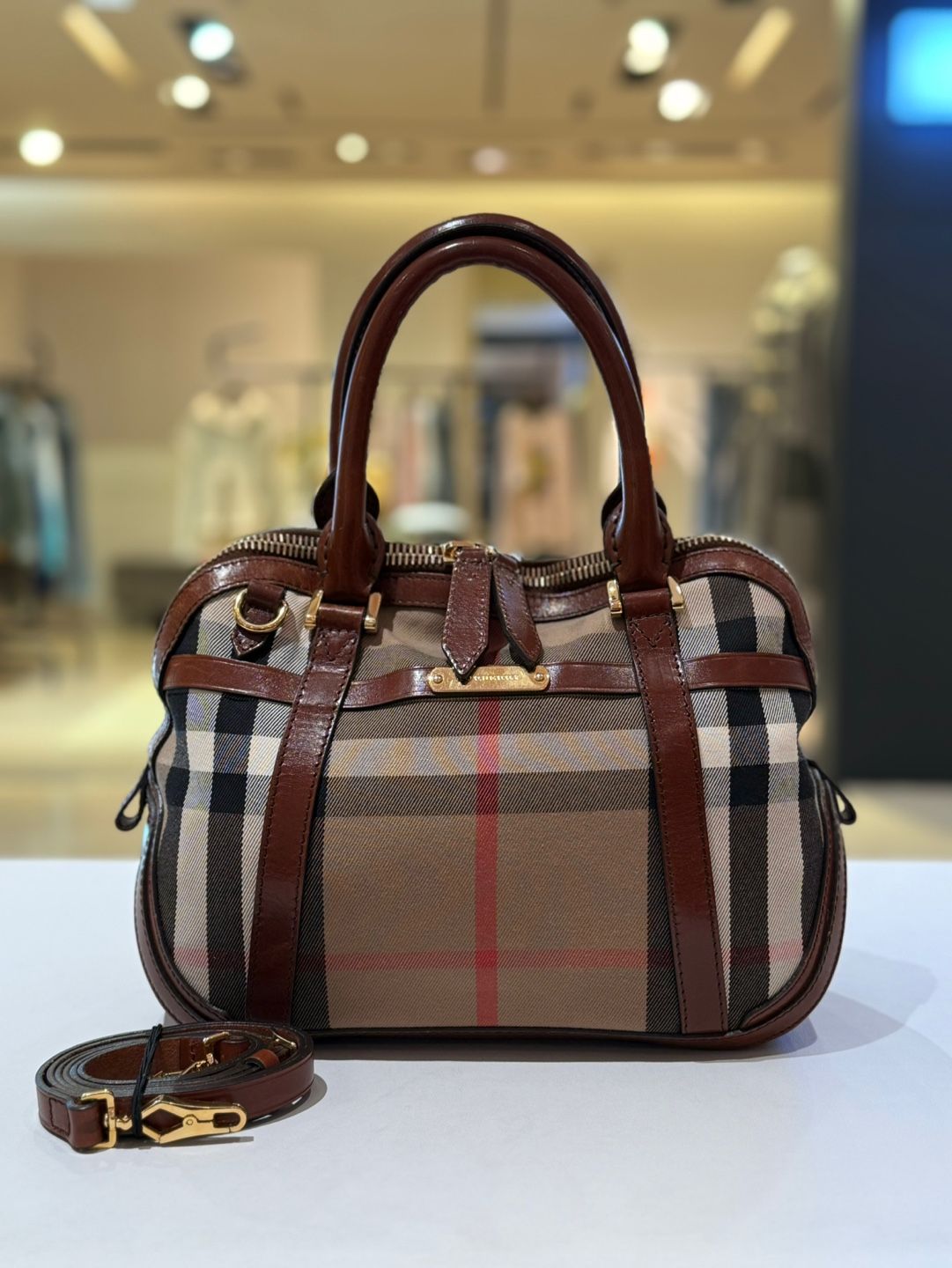 Burberry Orchard Check Bowling Tote Bag SKU123