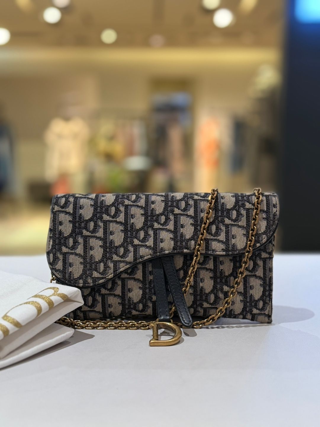 Dior Jacquard Saddle Chain Crossbody Bag S5614CTZQ_M928