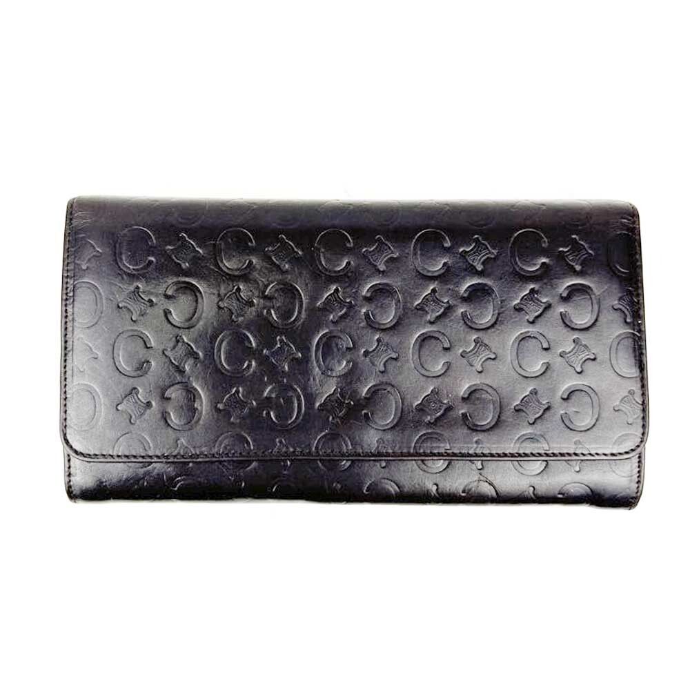 Celine Women's Deep Brown Leather Wallet - Logo Embossed SKU123