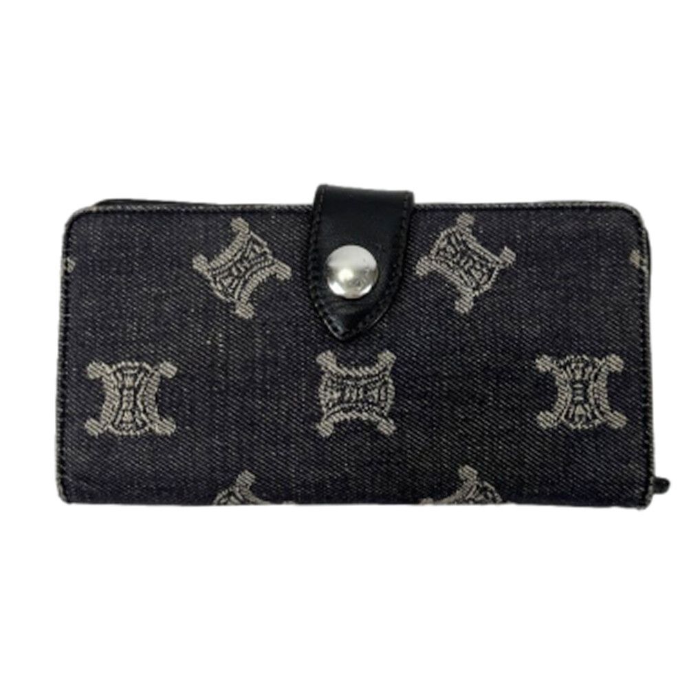 Celine Vintage Gray Fabric Wallet with Logo - SKU