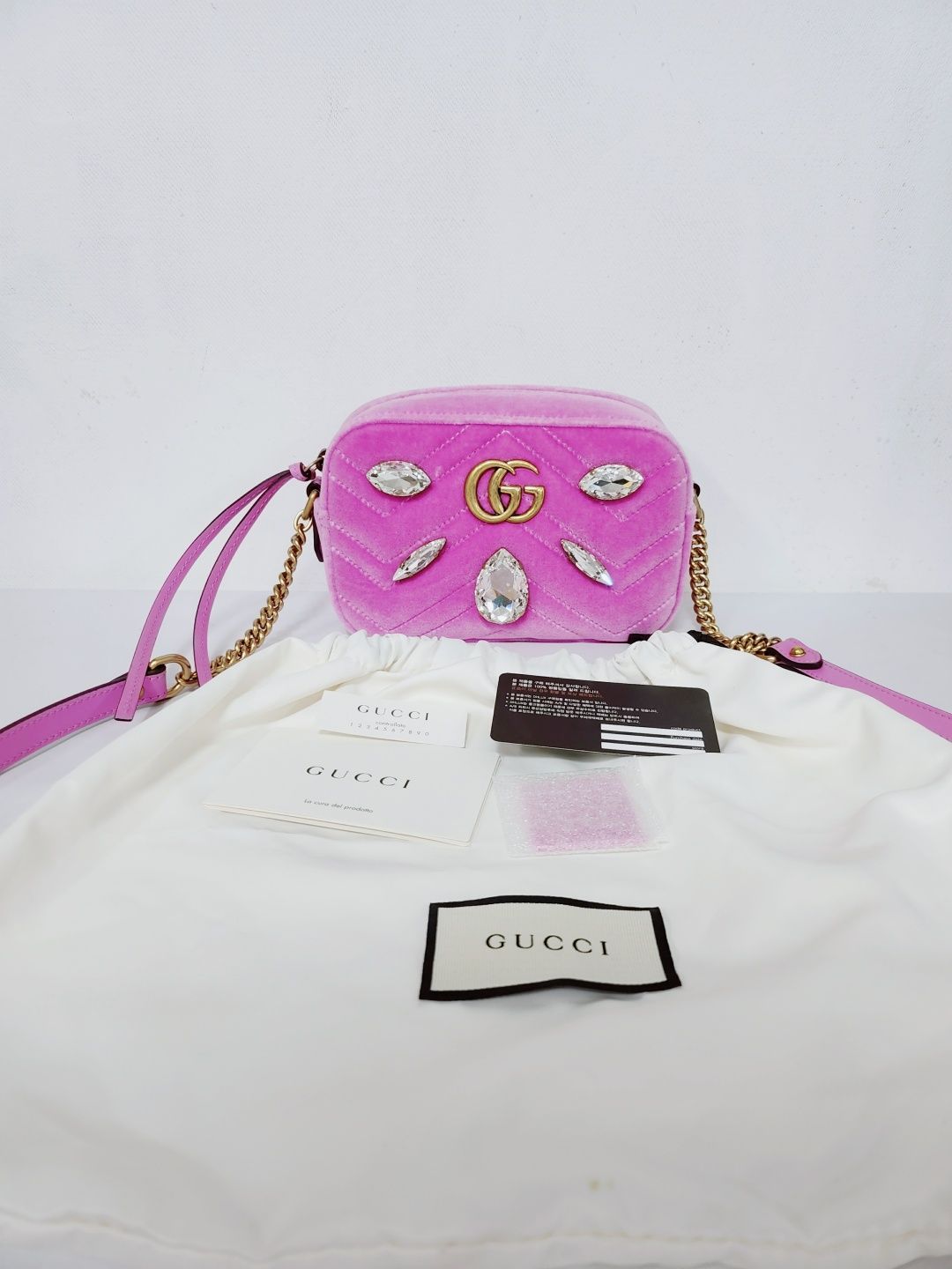 Gucci Velvet Crystal Crossbody Bag Mini - New Item 123456789