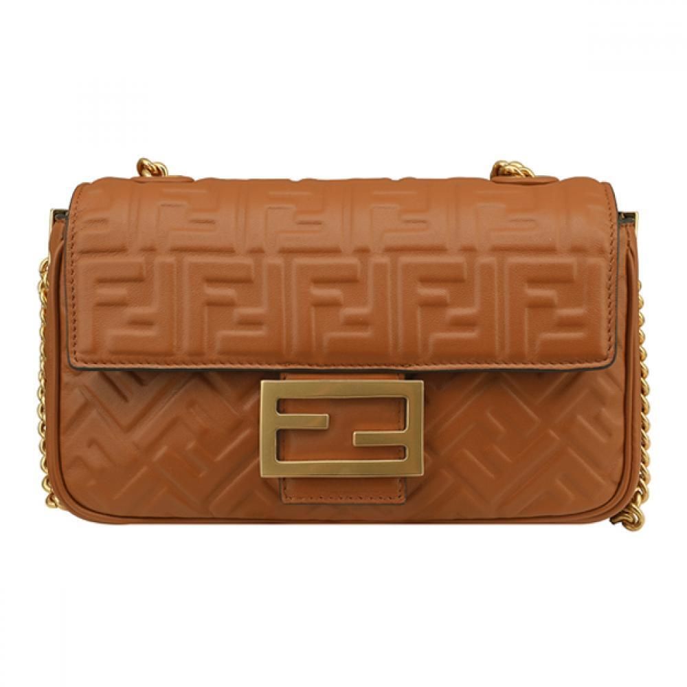 Fendi Brown Baguette Chain Midi Shoulder Bag - 8BR793 AH9C F1C0G