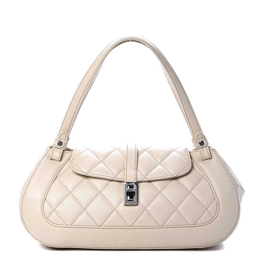 CHANEL Mademoiselle Flap Tote Bag Caviar Quilted - Beige SKU123