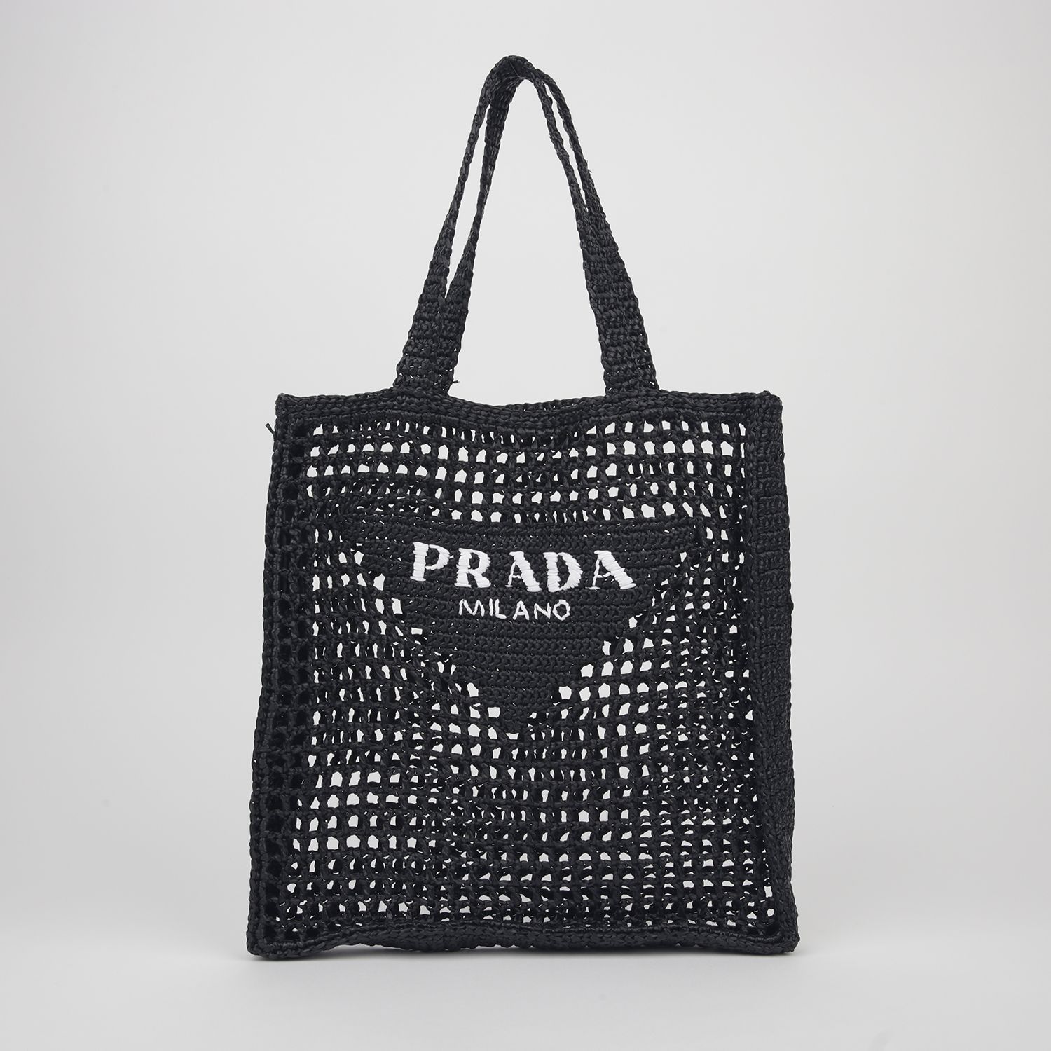 Prada Logo Raffia Shoulder Bag 1BG393