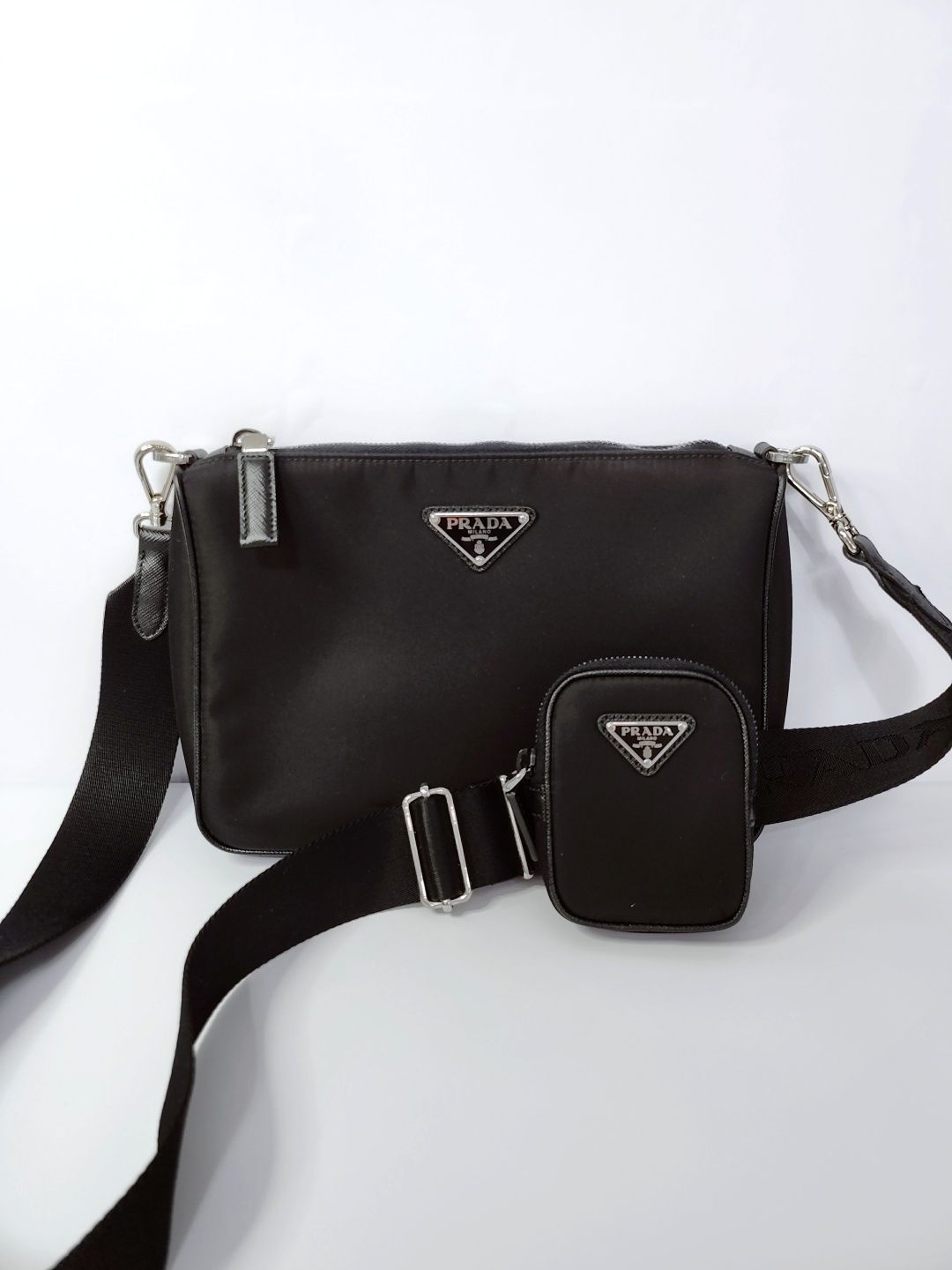 Prada Nylon Texture Unisex Crossbody Bag SKU-12345