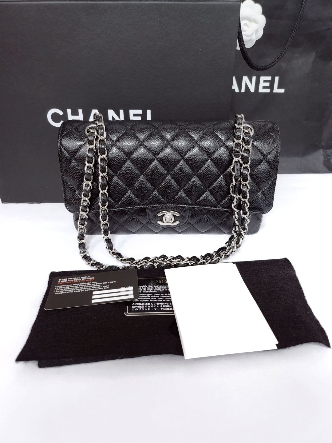 CHANEL Classic Caviar Black Medium Flap Bag SKU 29