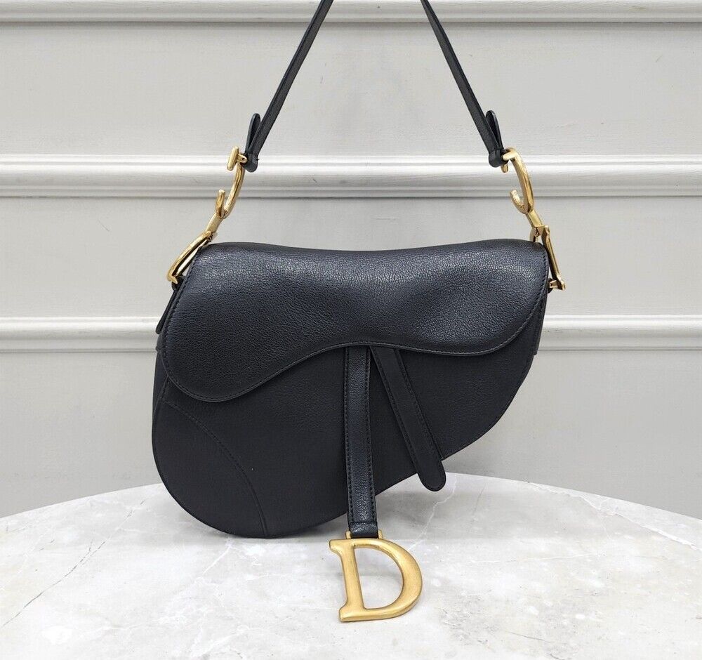 Dior Black Leather Saddle Strap Bag SKU123