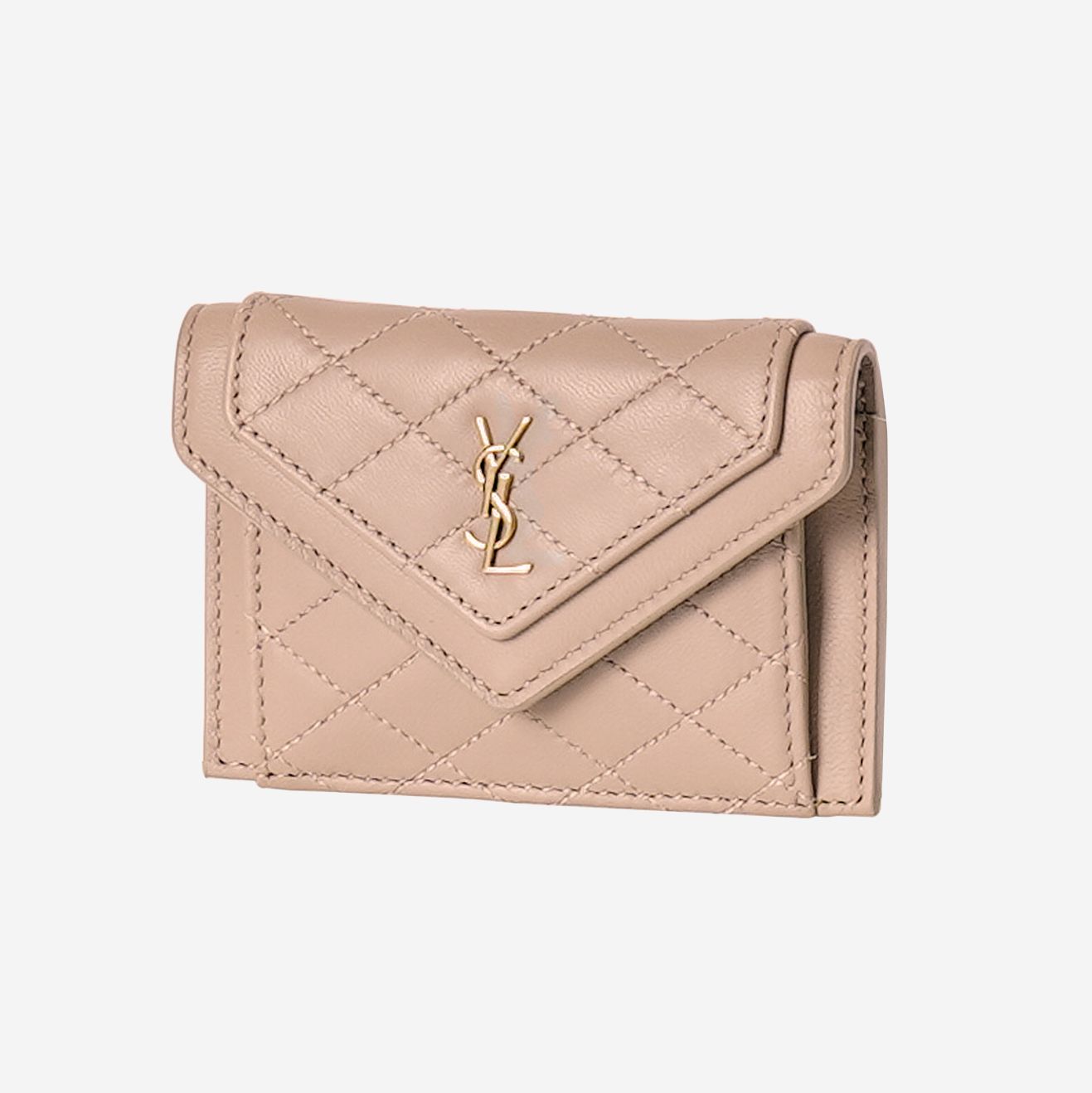 Saint Laurent Quilted Padding Logo Plaque Flap Card Wallet 734921 1EL07 2721