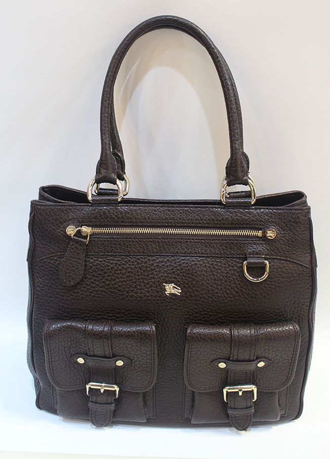 Burberry Dark Brown Leather Shoulder Bag SKU123