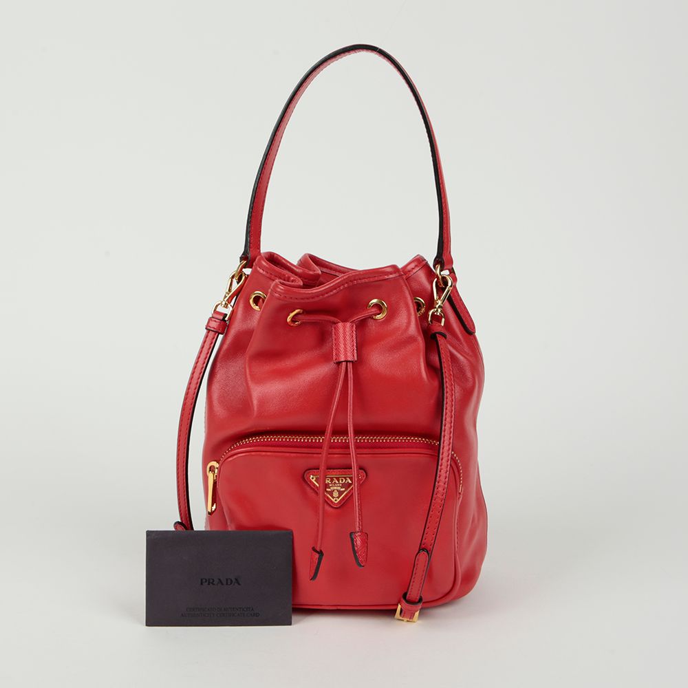 Prada Duet Bucket Tote Shoulder Bag 1BH038