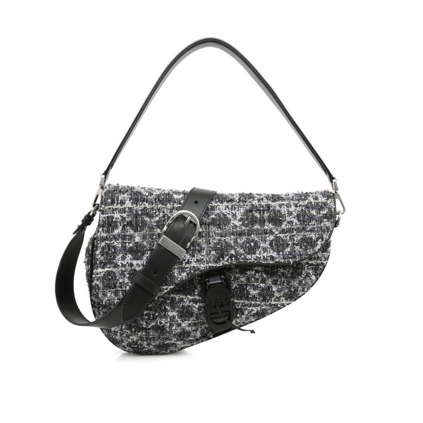 Dior Tweed Saddle Bag Twin Shoulder Crossbag 1ADPO306TWE Warranty