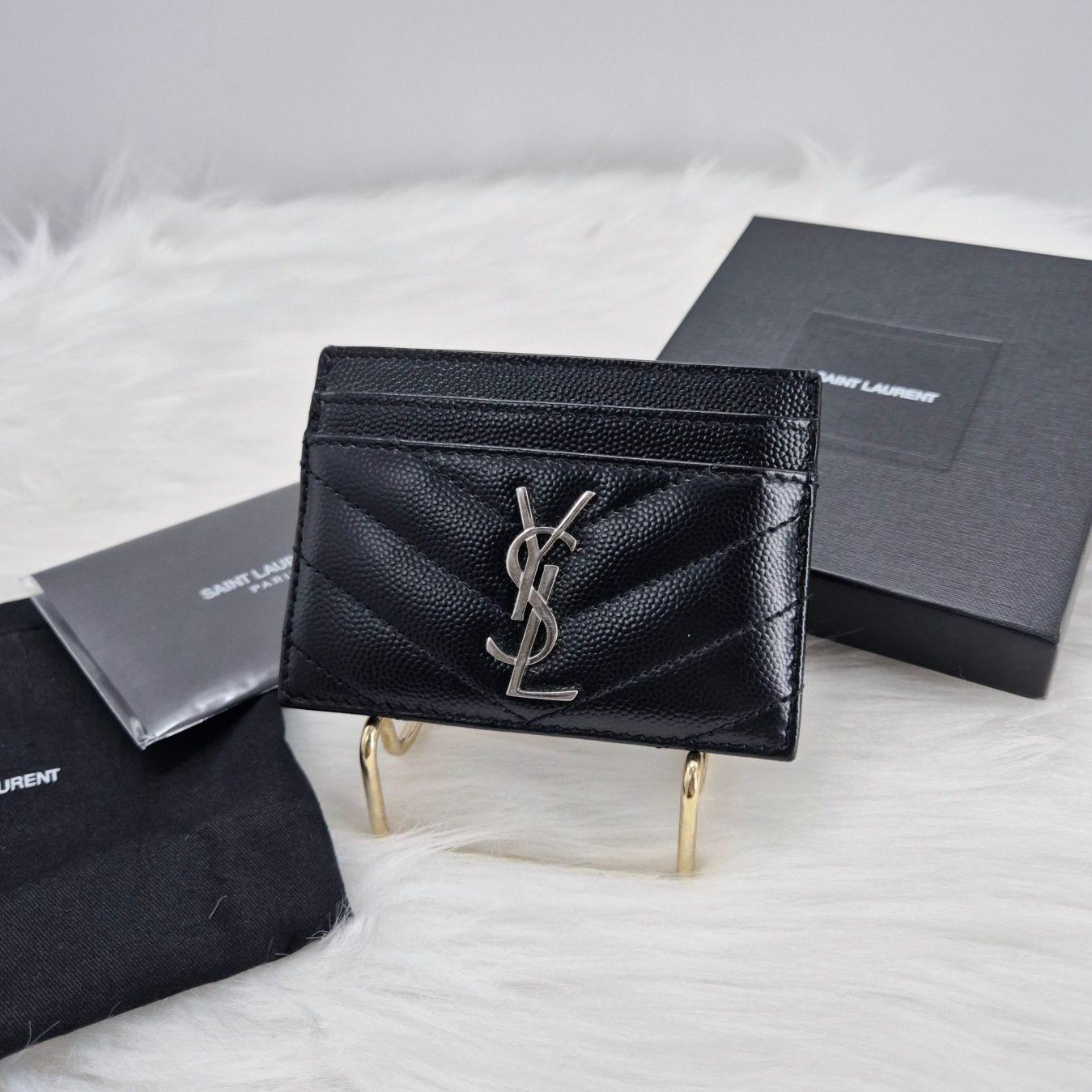 Saint Laurent Matelasse Card Wallet Black OJang (423291)