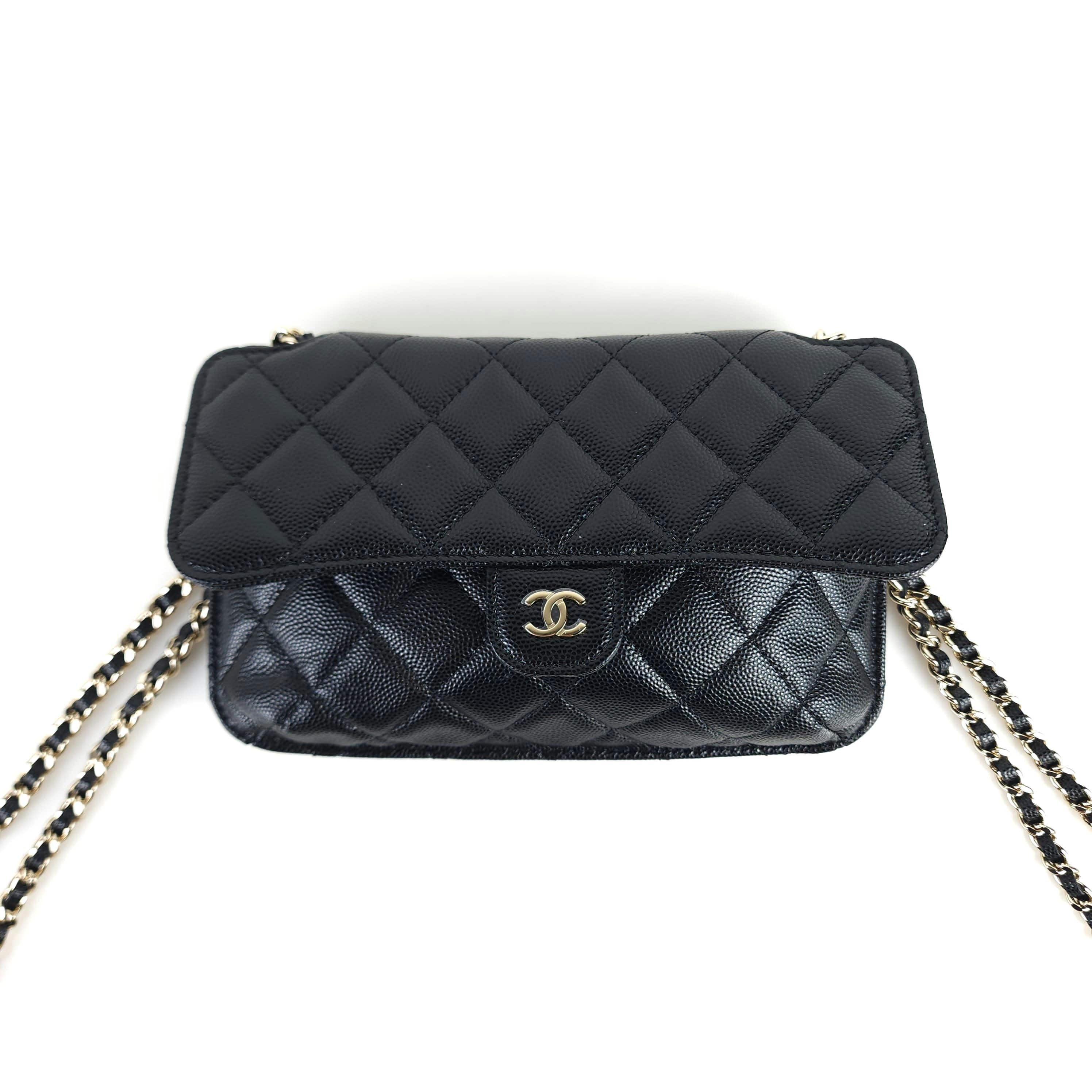 CHANEL Classic Caviar Foldable Chain Crossbody Eco Tote Bag AP2095 8401