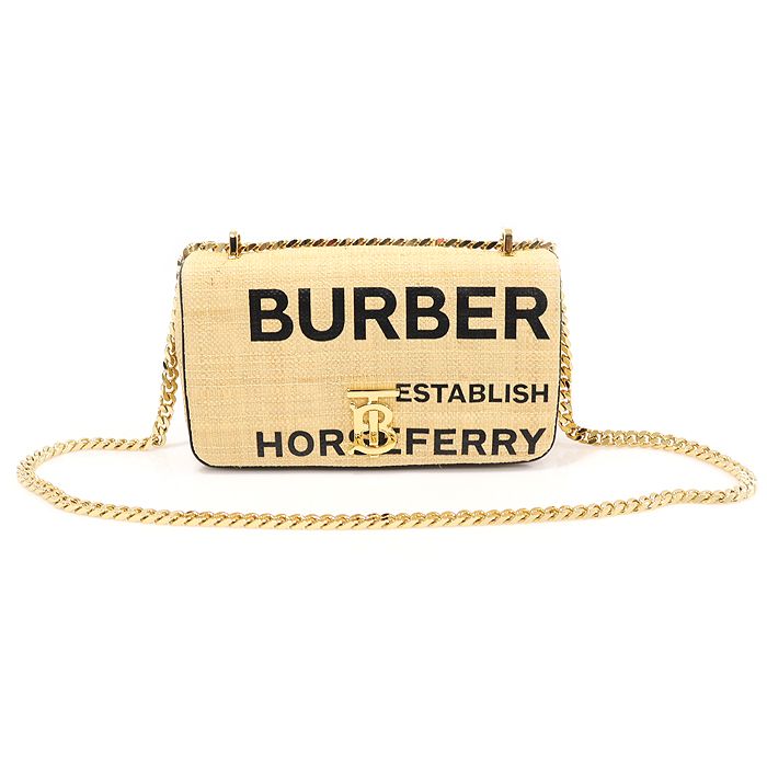 Burberry Printed Raffia Black Leather Lola Chain Shoulder Bag 80302291